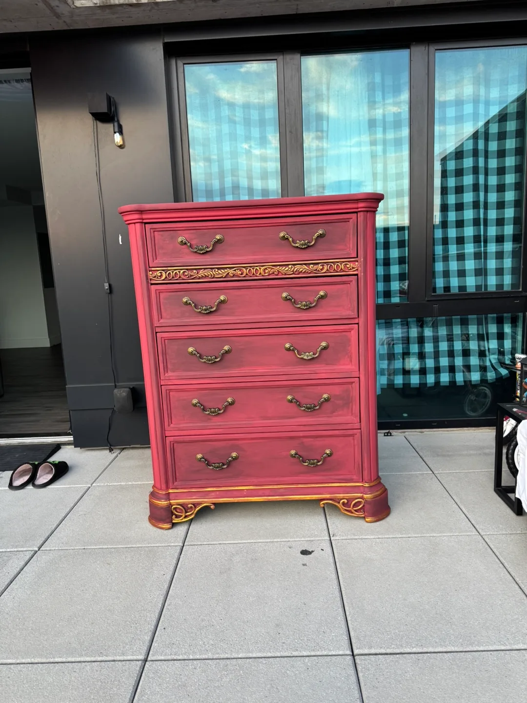 Red Painted 6-Drawer Dresser thumbnail