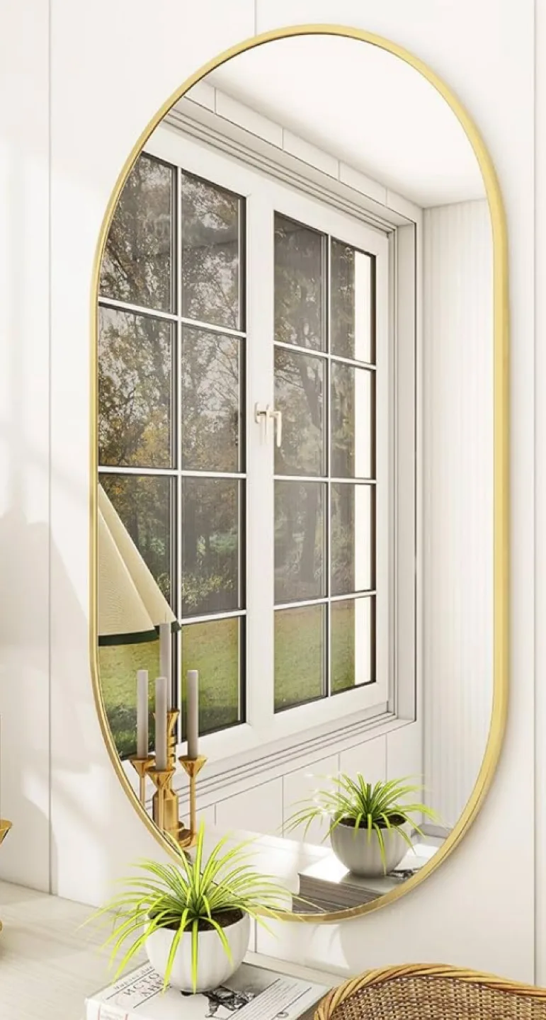 Oval Gold Wall Mirror thumbnail