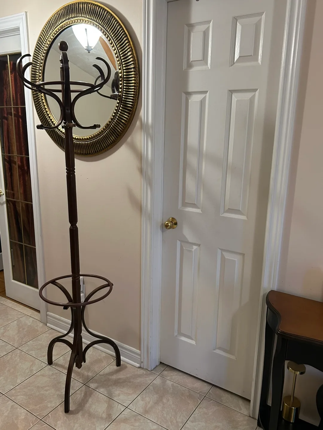 Vintage Wooden Hall Tree Coat Rack thumbnail