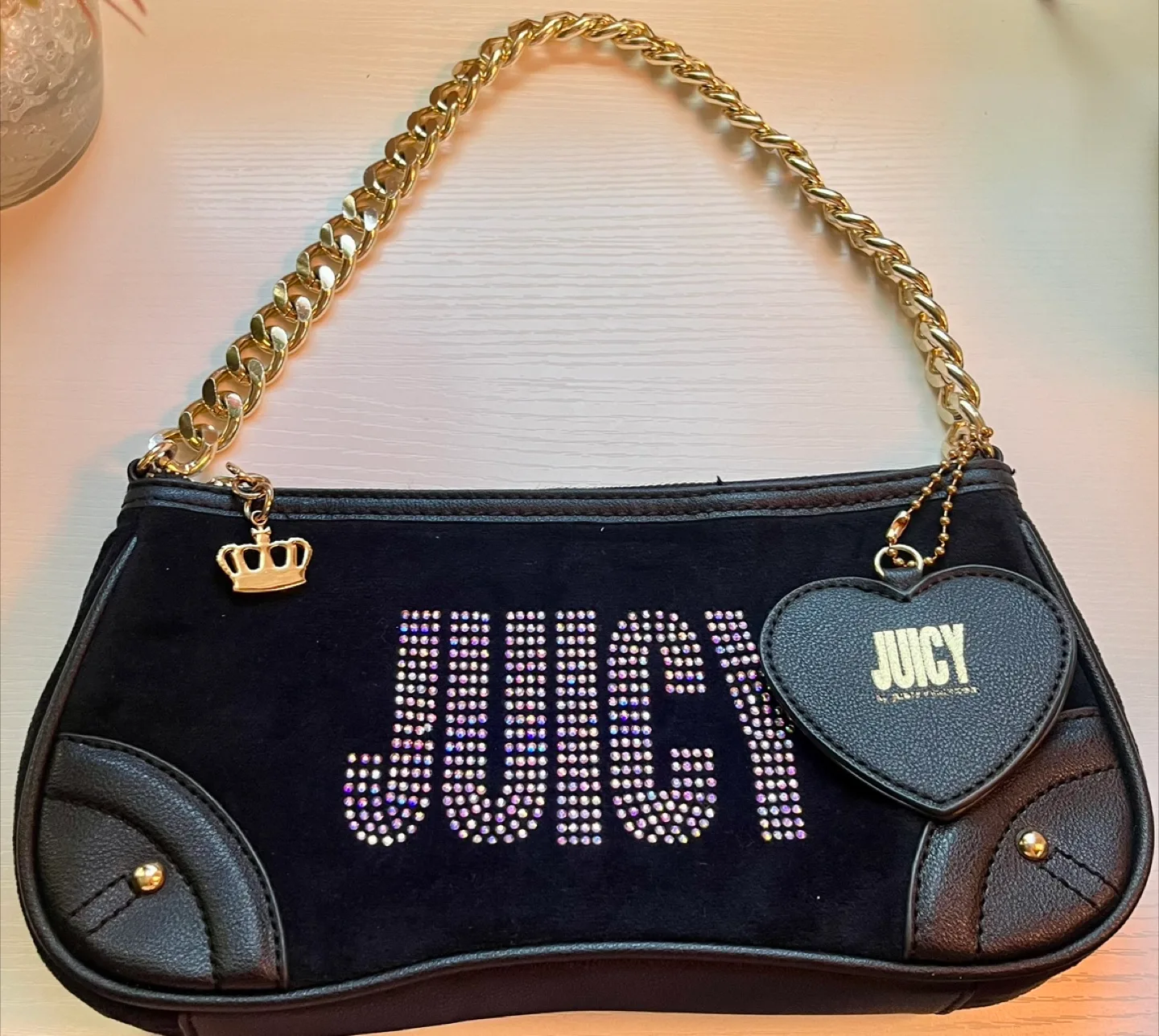 Juicy Couture Black Velour Shoulder Bag thumbnail
