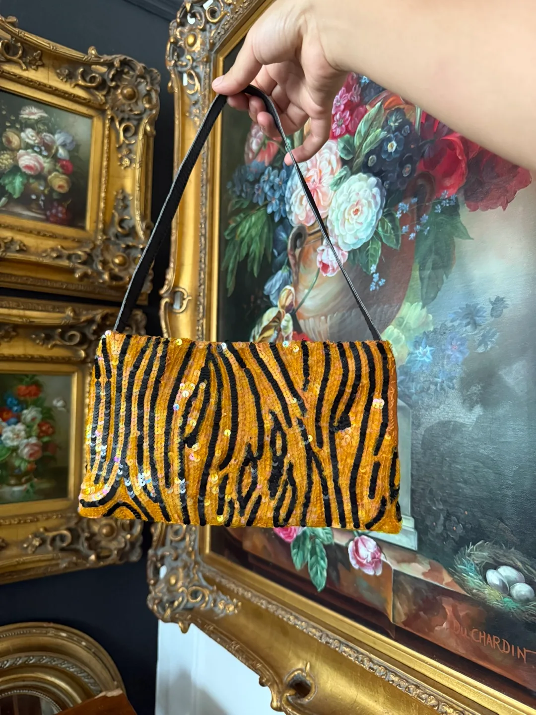 Vintage Tiger Stripe Sequin Evening Bag thumbnail