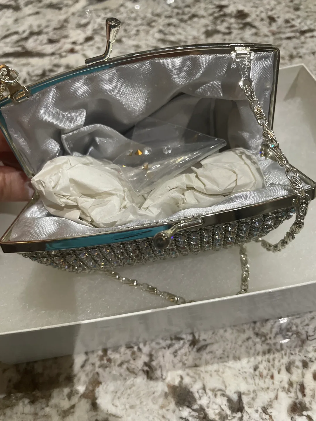 Silver Rhinestone Evening Clutch Purse New image indicator(4)