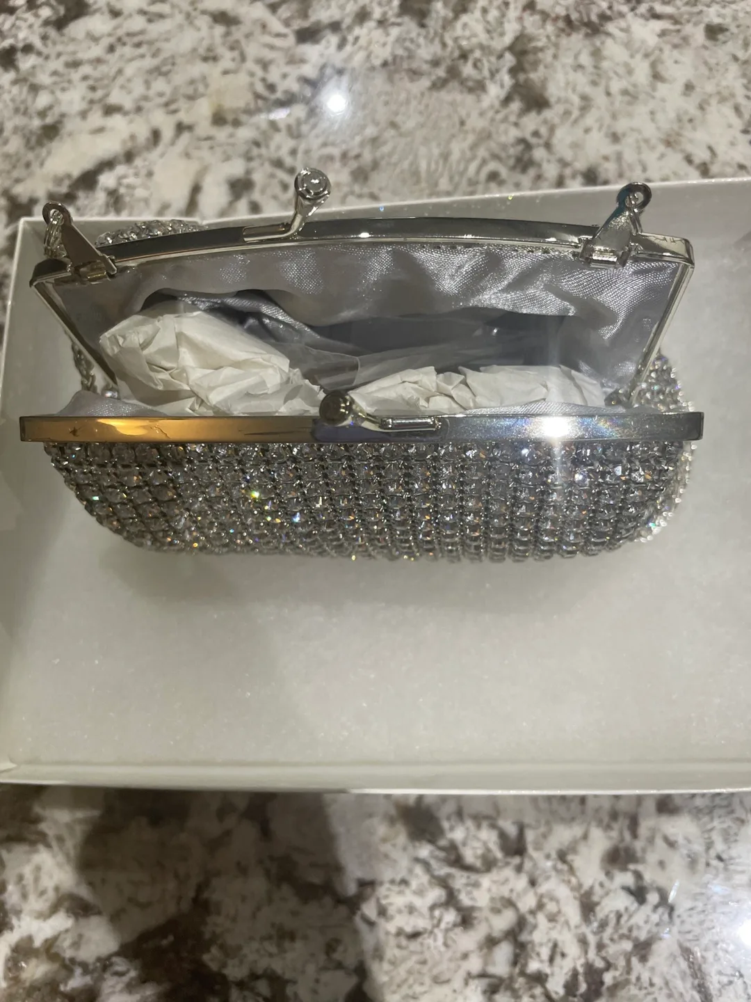 Silver Rhinestone Evening Clutch Purse New image indicator(3)