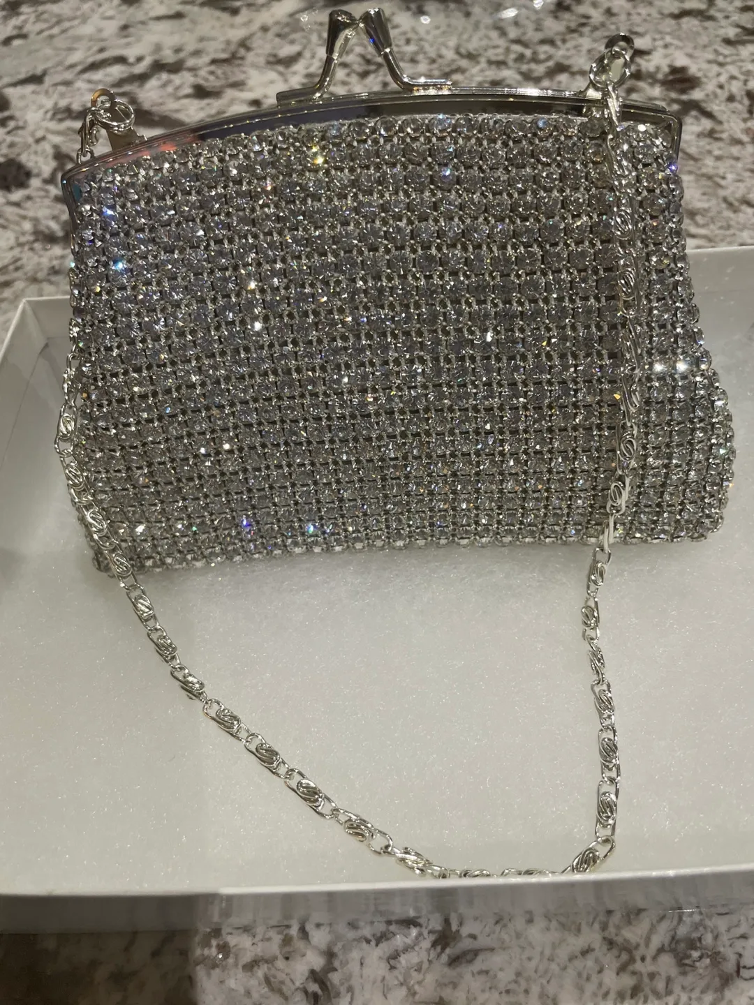 Silver Rhinestone Evening Clutch Purse New image indicator(2)