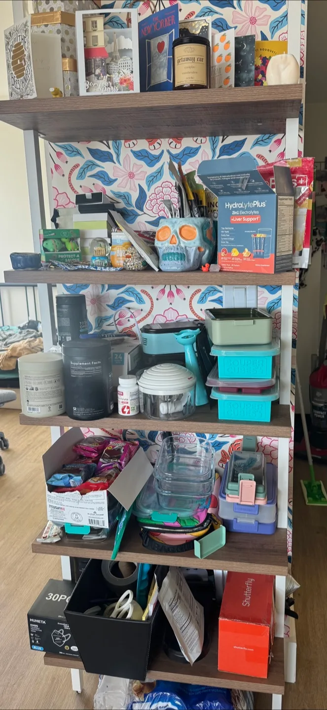 5-Shelf Ladder Bookshelf - Brown/White (wall mounted) image indicator(5)