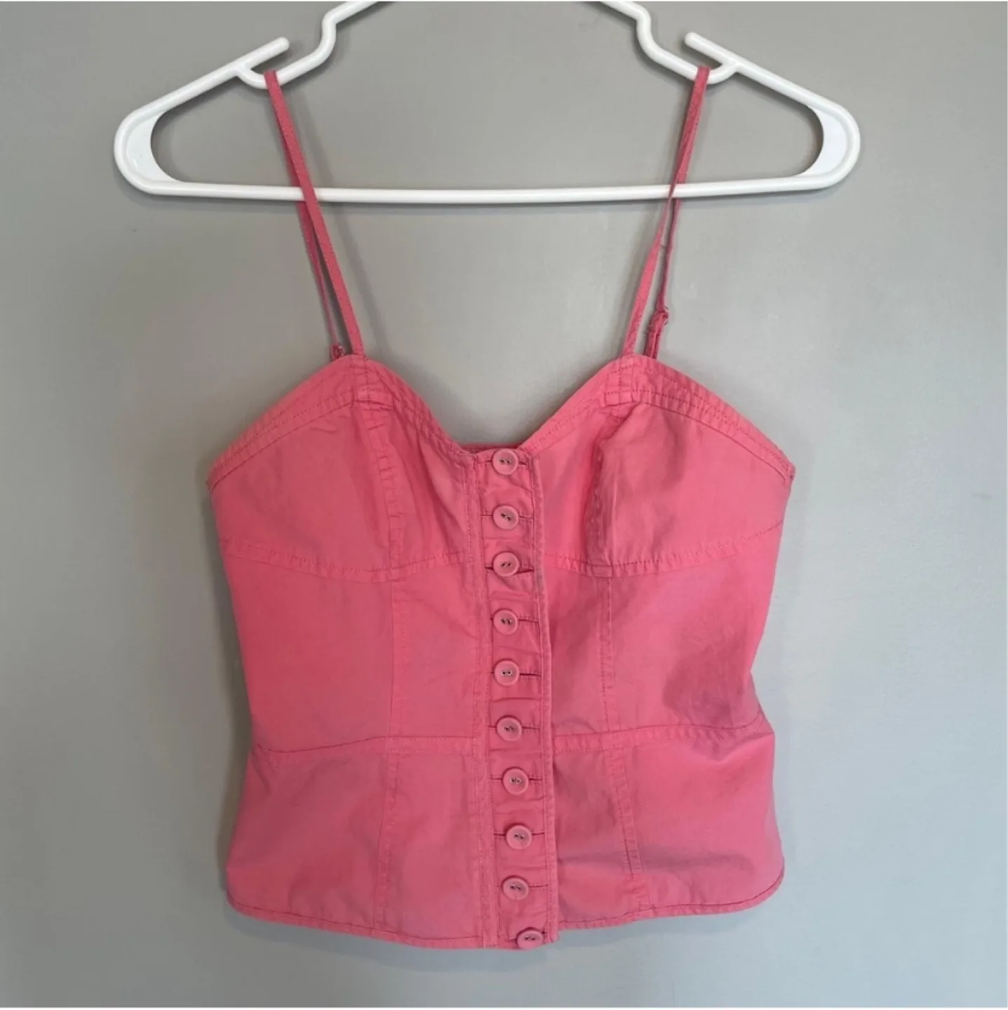 Y2K French Connection Pink Button Cami Top sz 4 thumbnail