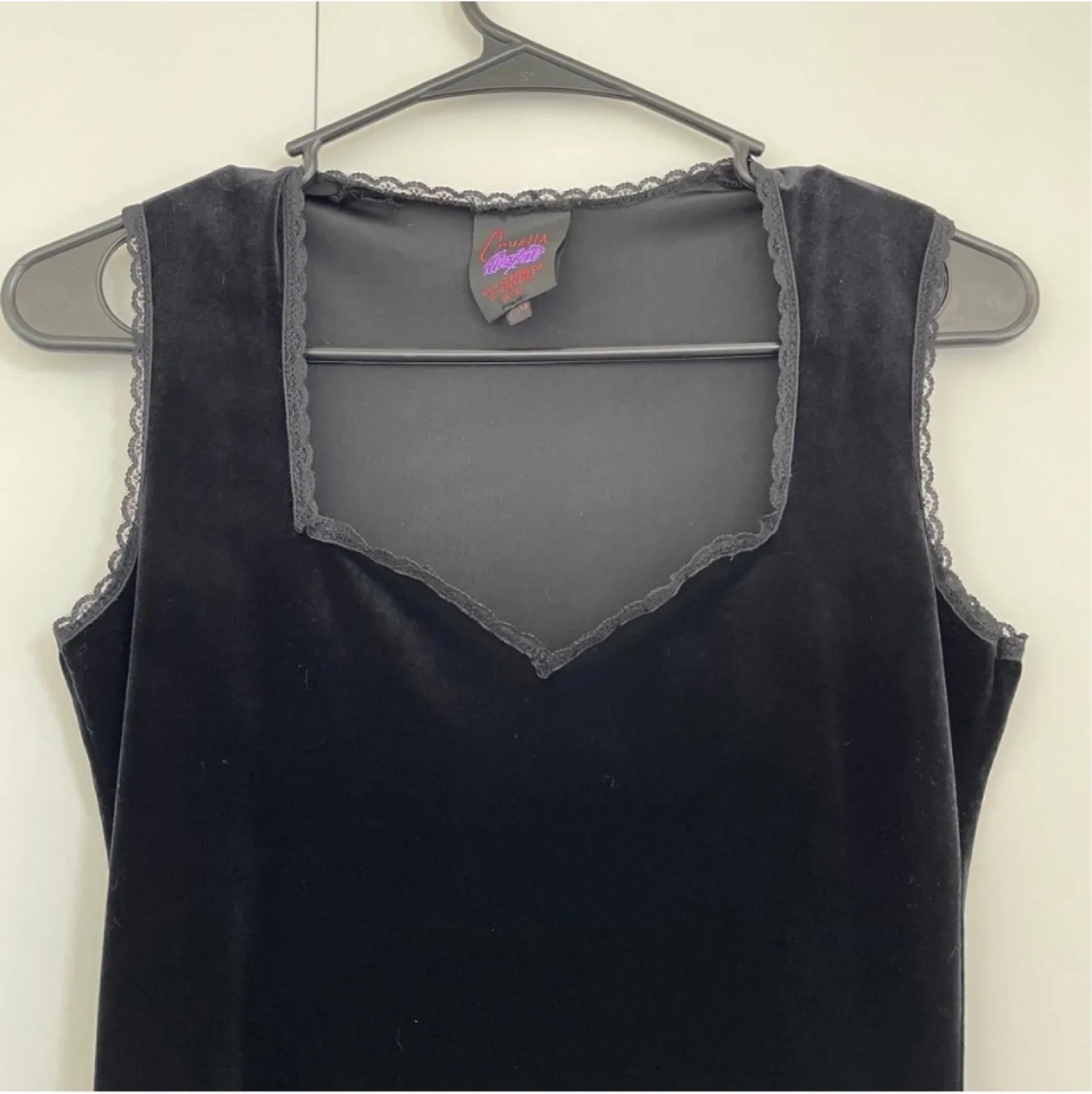 Vintage Y2K Rare Piece Black Velvet Gothic Mini Dress XS image indicator(4)