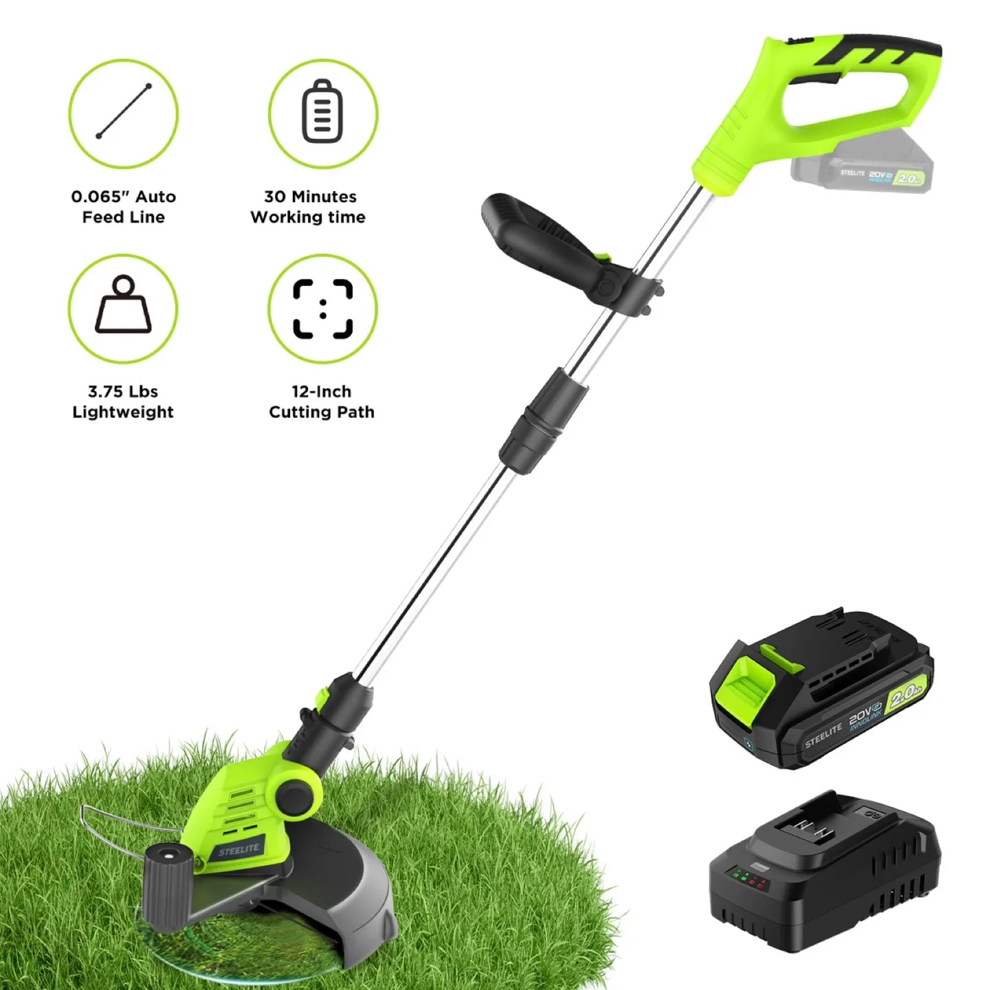 STEELITE 21V Cordless String Trimmer w Battery + Charger image indicator(6)