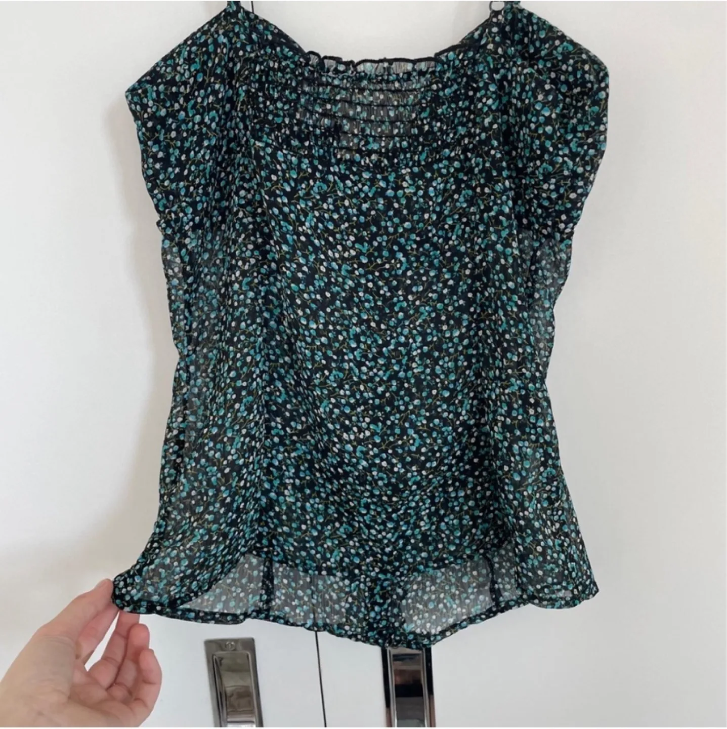 Y2K Floral Ruffle Micro Floral Cami Size Small image indicator(4)