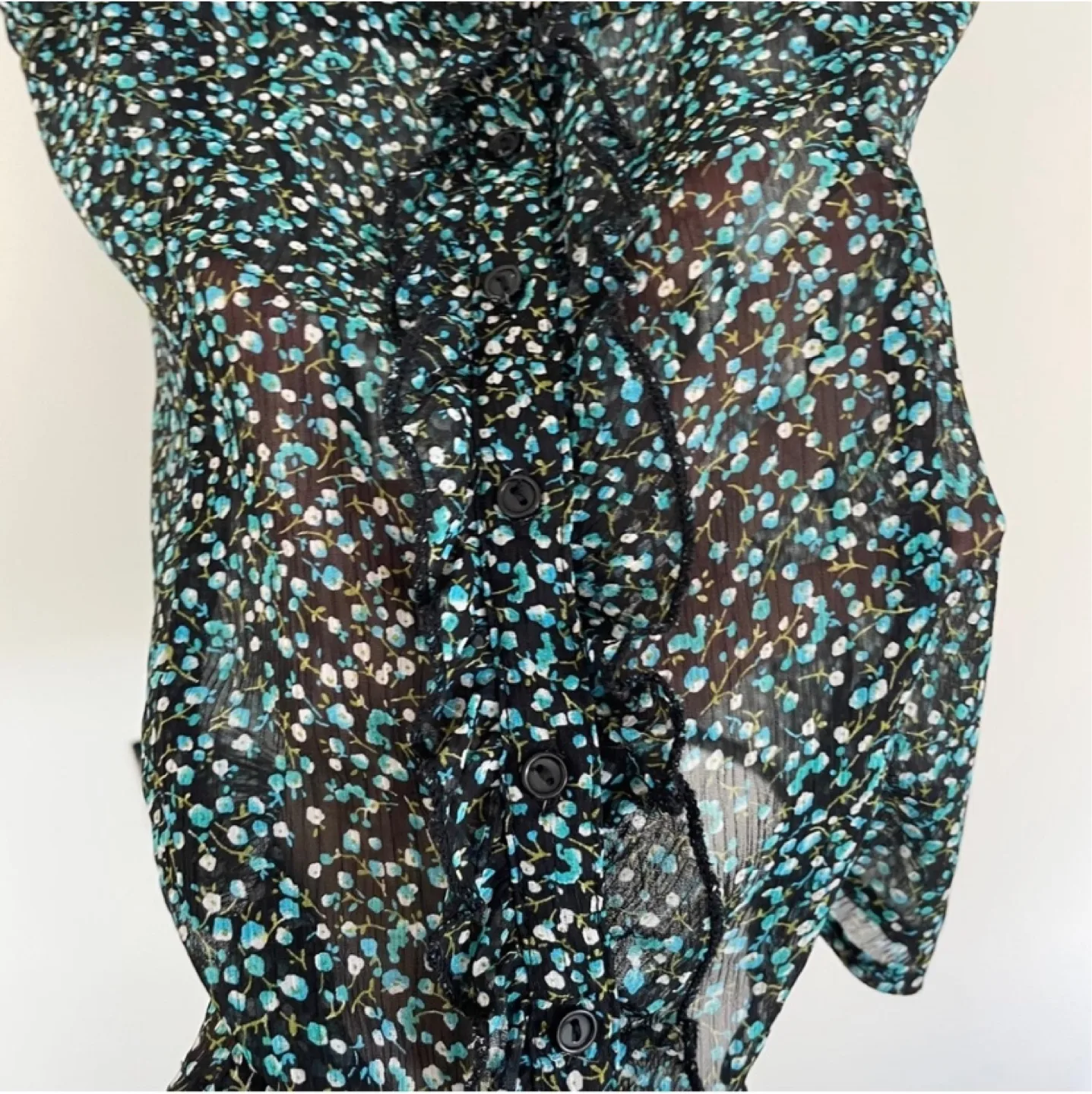 Y2K Floral Ruffle Micro Floral Cami Size Small image indicator(5)