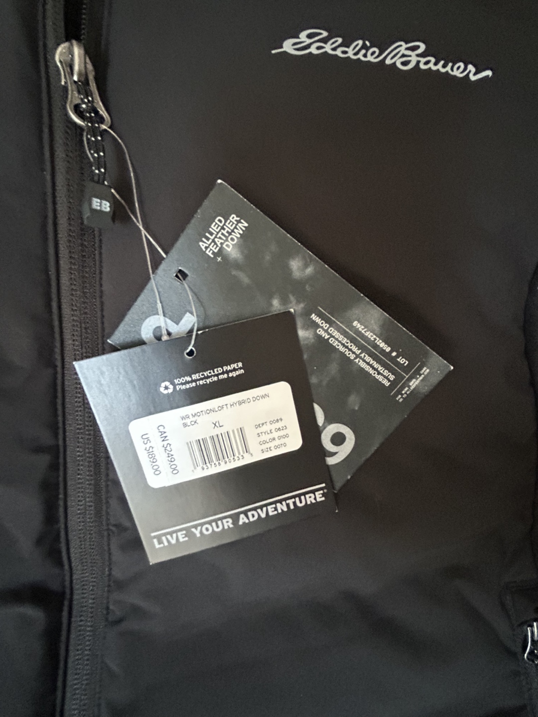 New Eddie Bauer WR Motionloft Hybrid Down Jacket XL - photo 2