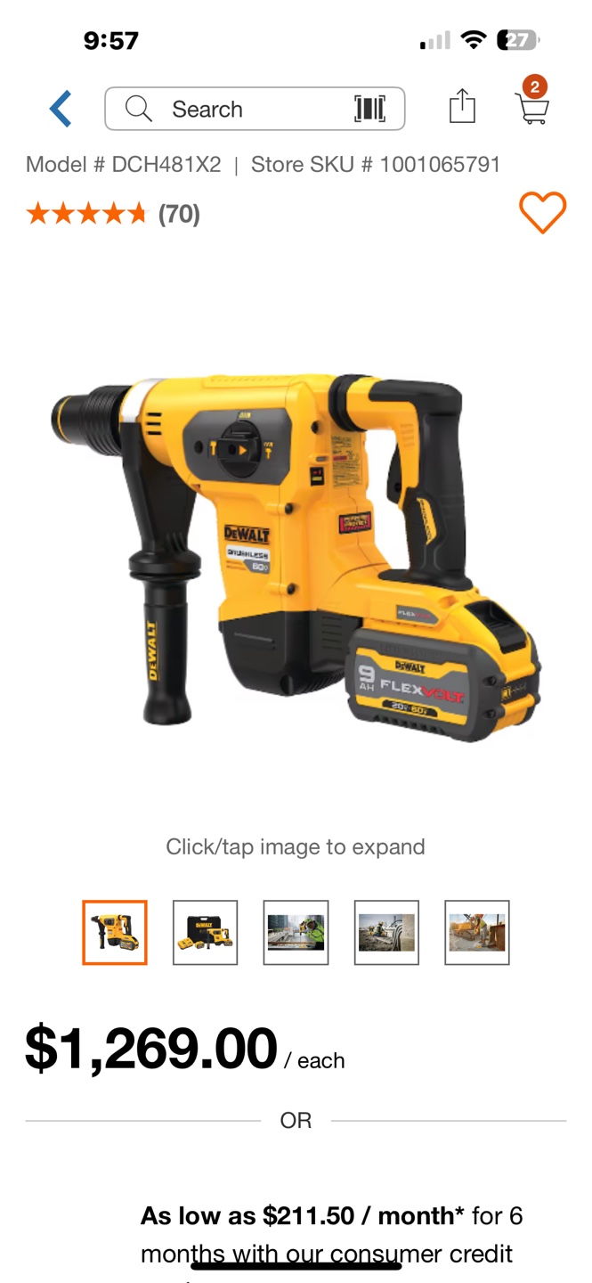 DeWalt 60V MAX Brushless Hammer Drill - Yellow - photo 5