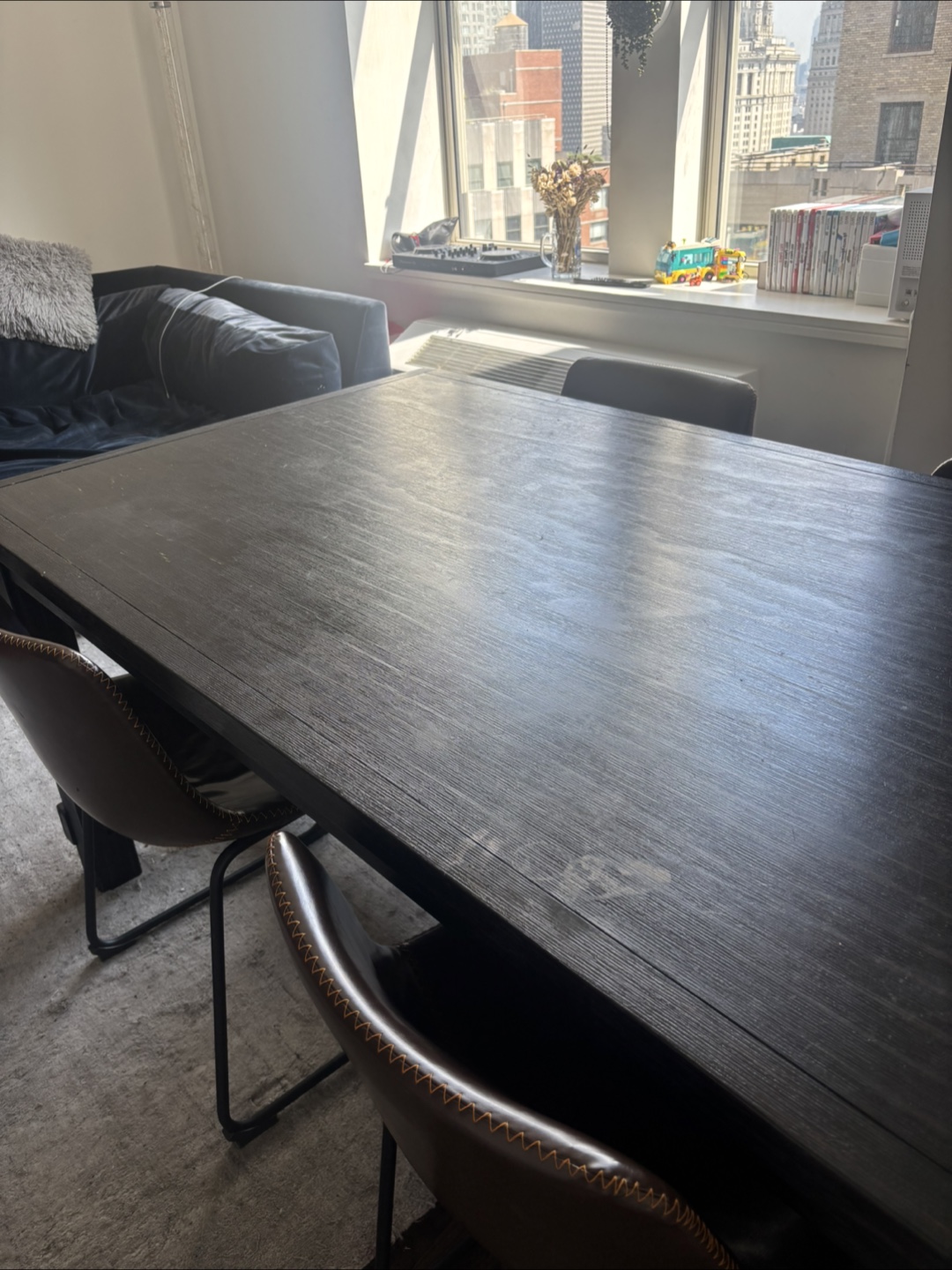 Dining Table with 6 Brown Leather Chairs - photo 3