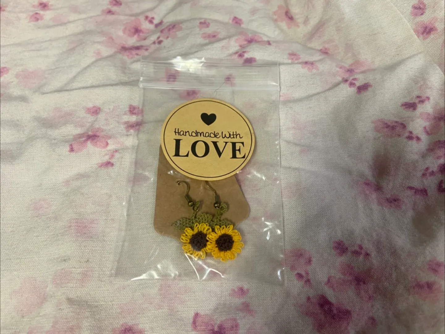 Handmade crochet sunflower earrings thumbnail