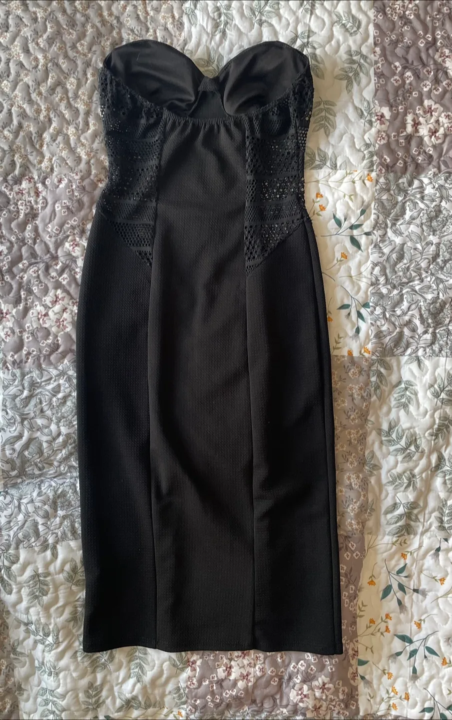 Black Strapless Midi Dress image indicator(2)