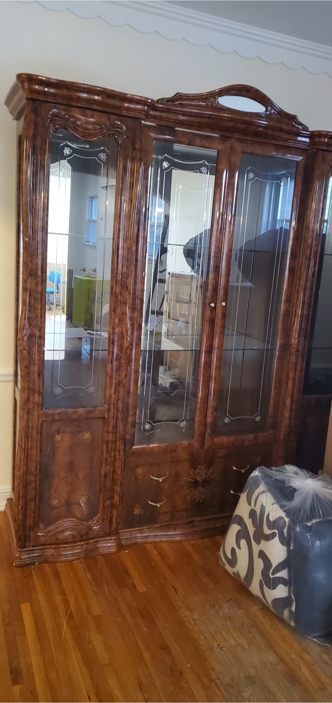 Ornate Wood & Glass Display Cabinet