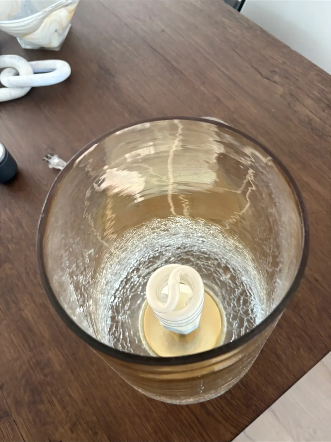 LAMP - Brass coloured base * amber with cracked glass finish image indicator(4)