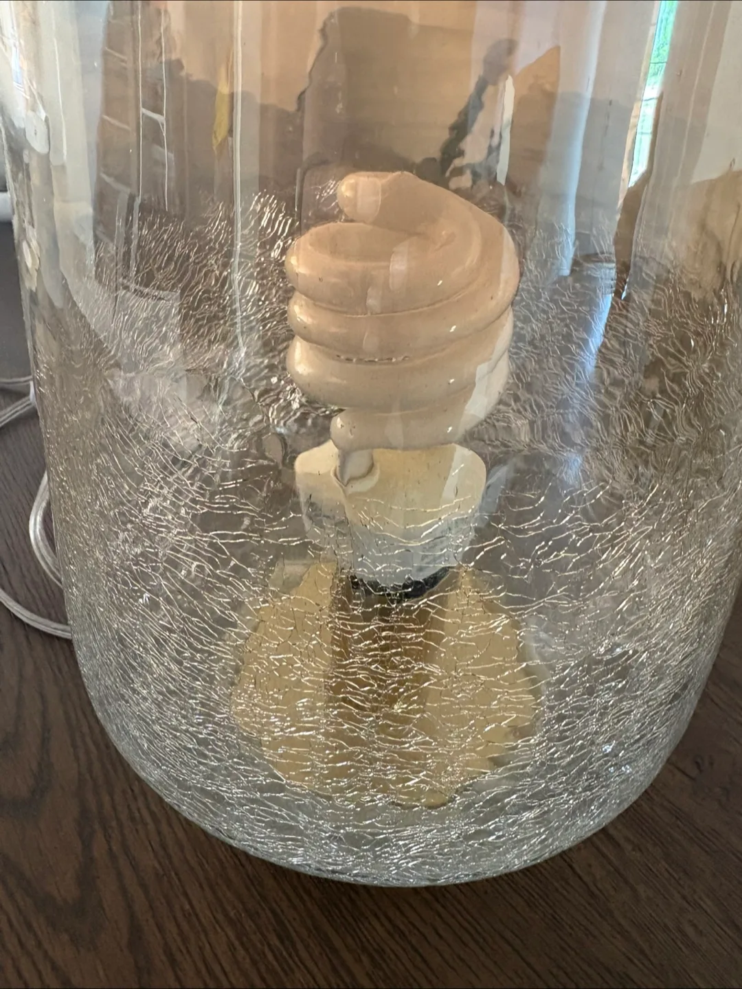 LAMP - Brass coloured base * amber with cracked glass finish image indicator(2)