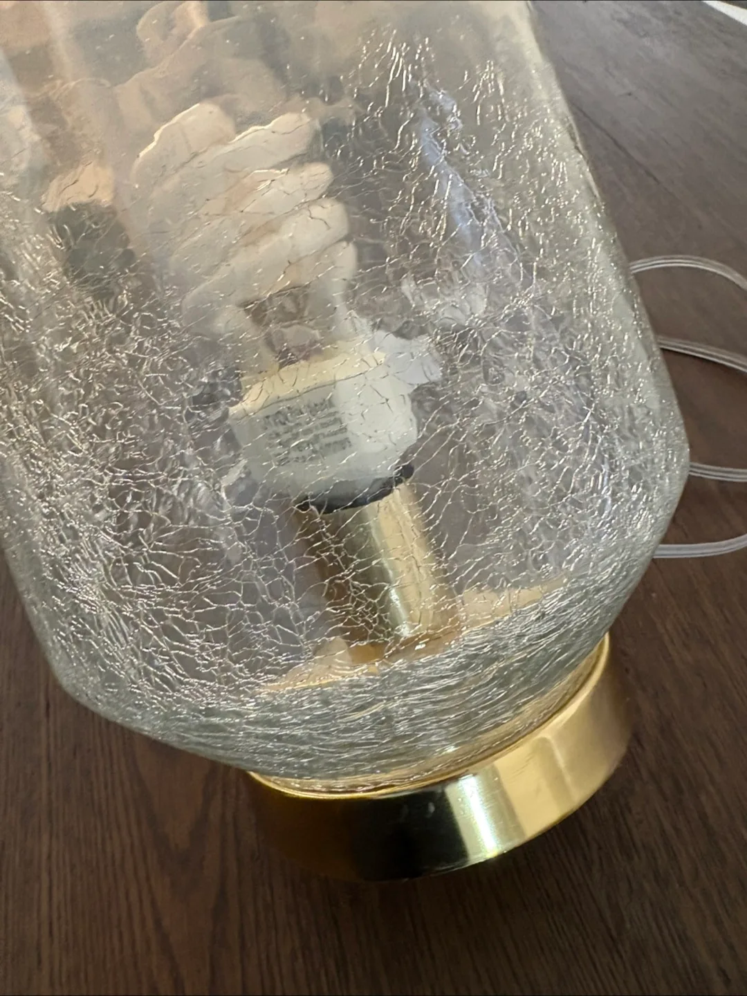 LAMP - Brass coloured base * amber with cracked glass finish image indicator(3)