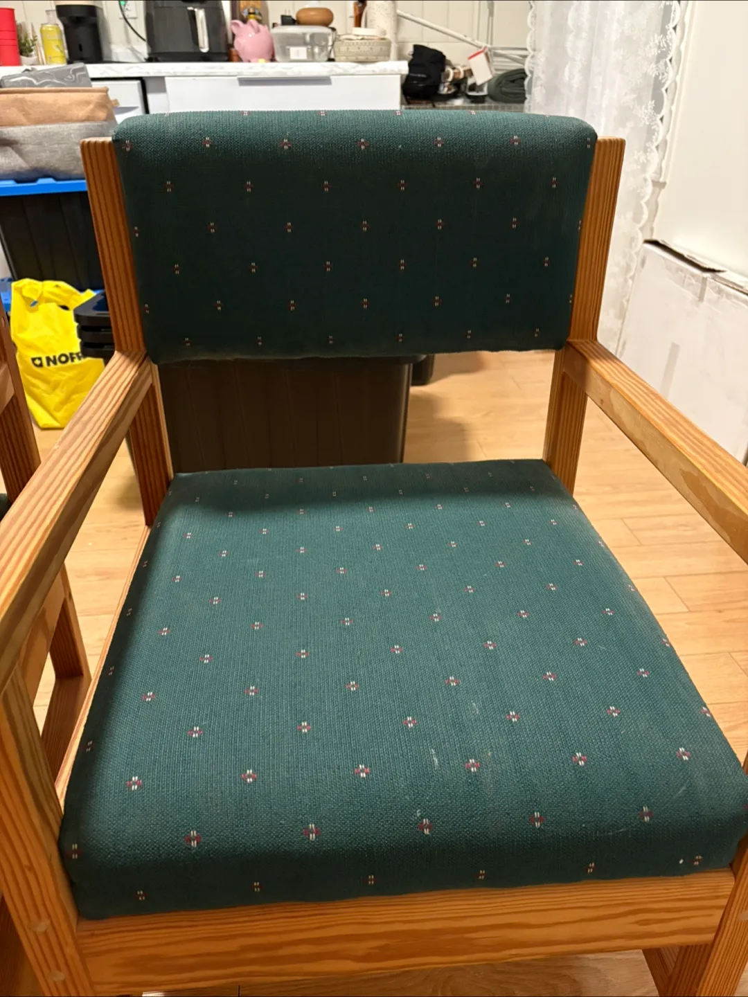 Pair of Vintage Green Upholstered Armchairs image indicator(3)