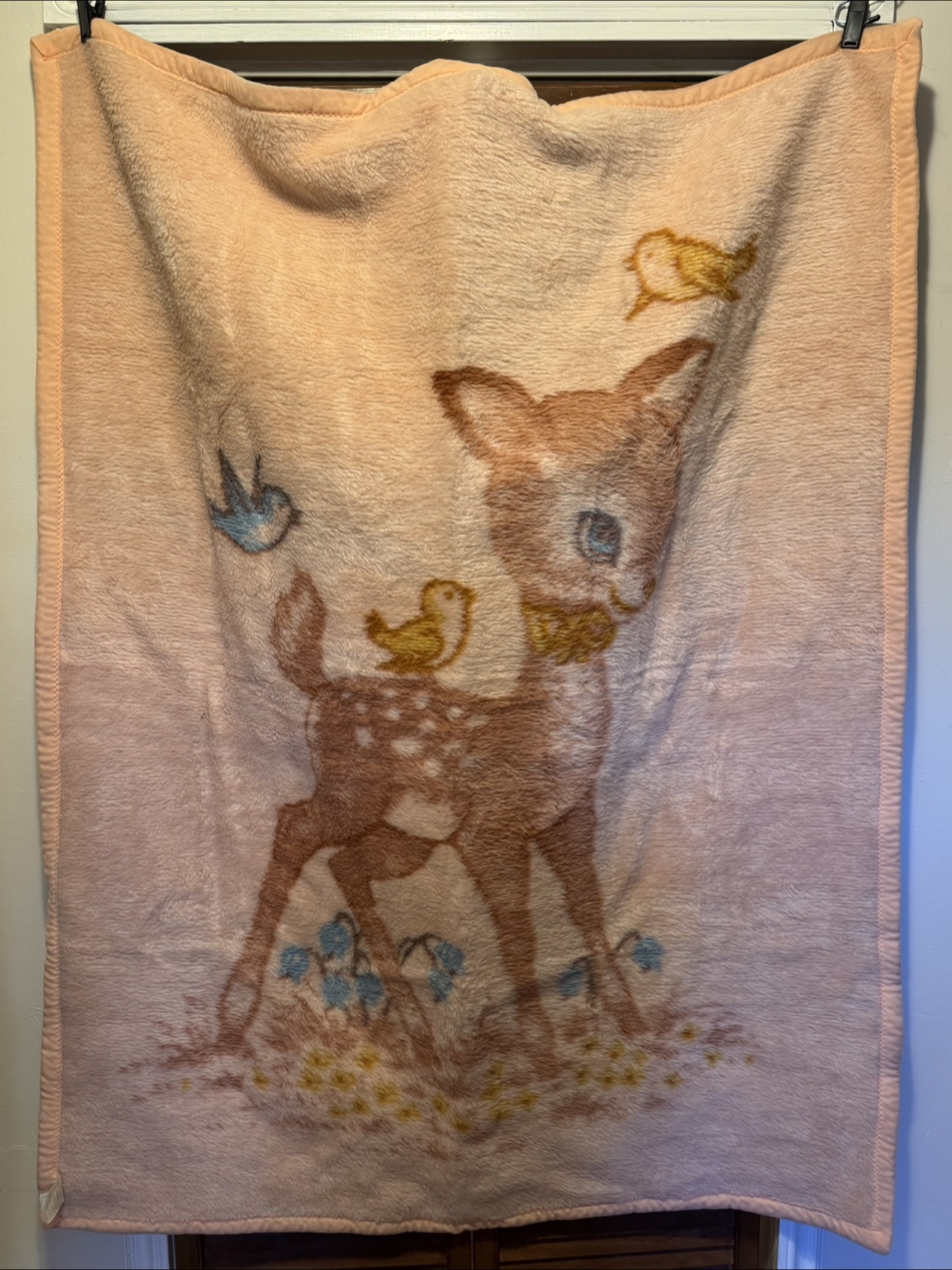 Vintage Eaton Adorable Deer Baby Blanket