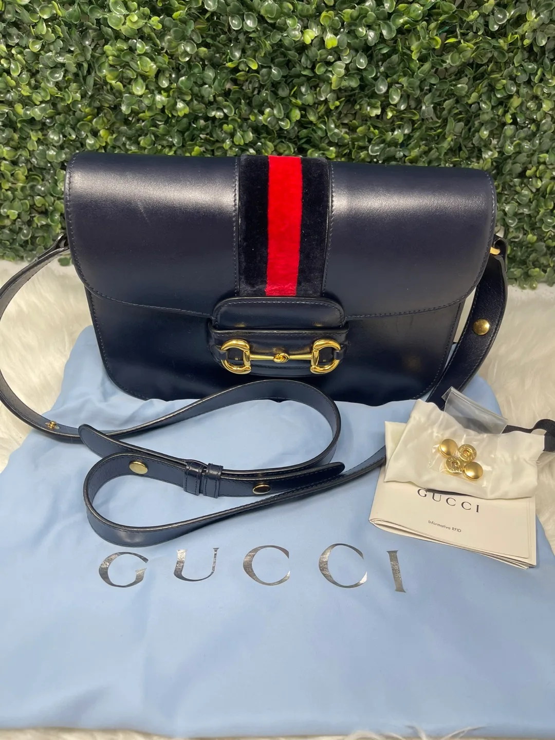 Gucci 1955 Horsebit Shoulder Bag - Navy thumbnail
