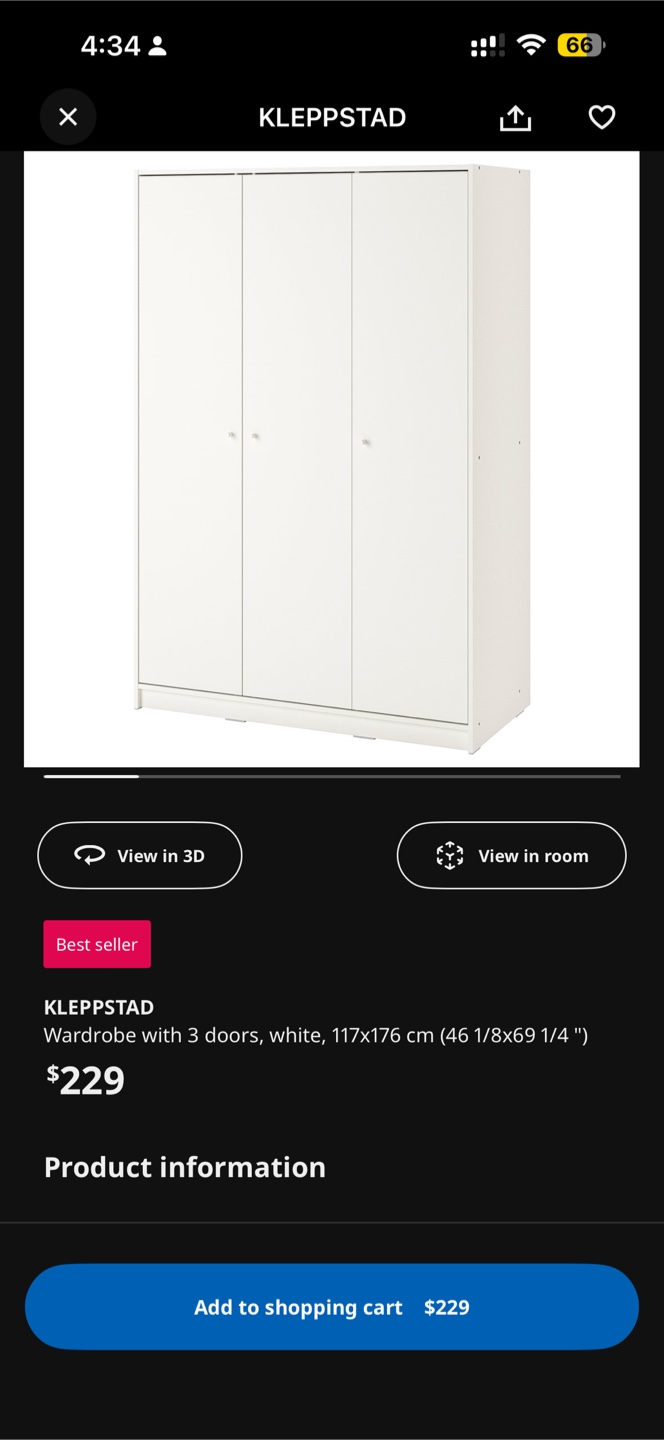 IKEA Kleppstad Wardrobe with 3 Doors, White - photo 2