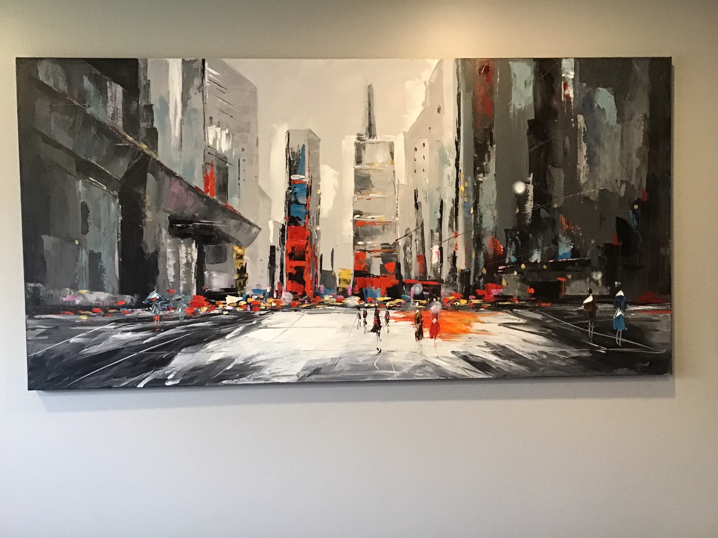 A large beautiful city scape oil paint on canvas
