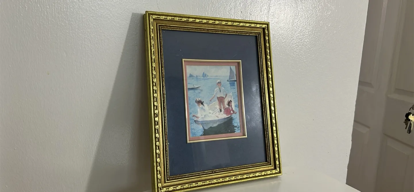 2 Framed Art Prints. Beach Scene Art - Gold Frame image indicator(5)