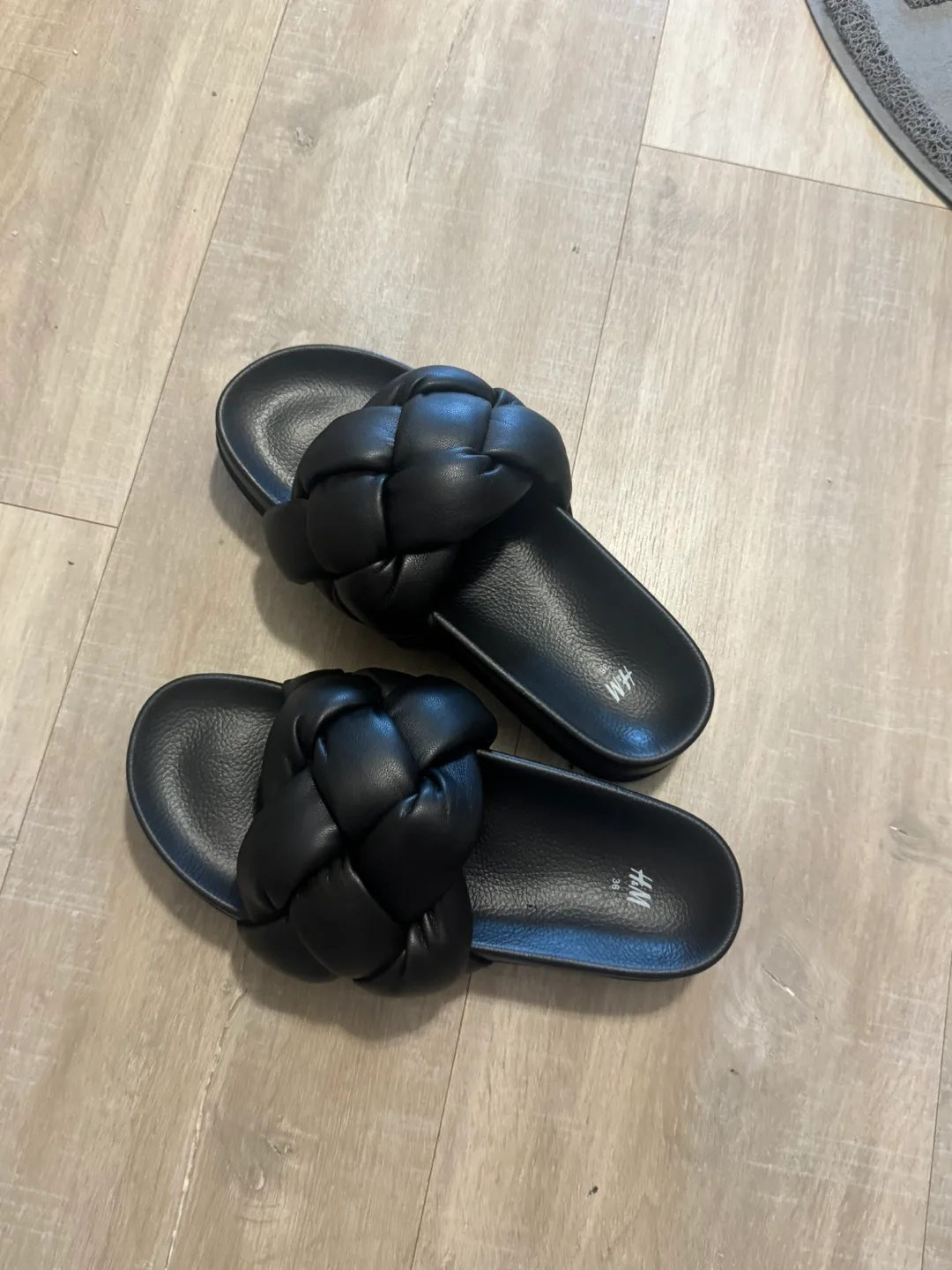 H&M Black Braided Slides - Size 36 thumbnail