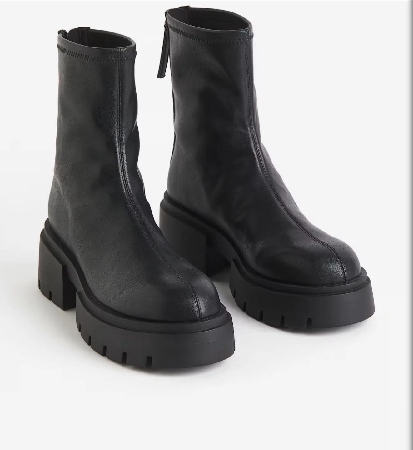 H&M Black Faux Leather Ankle Boots - Size 6 thumbnail