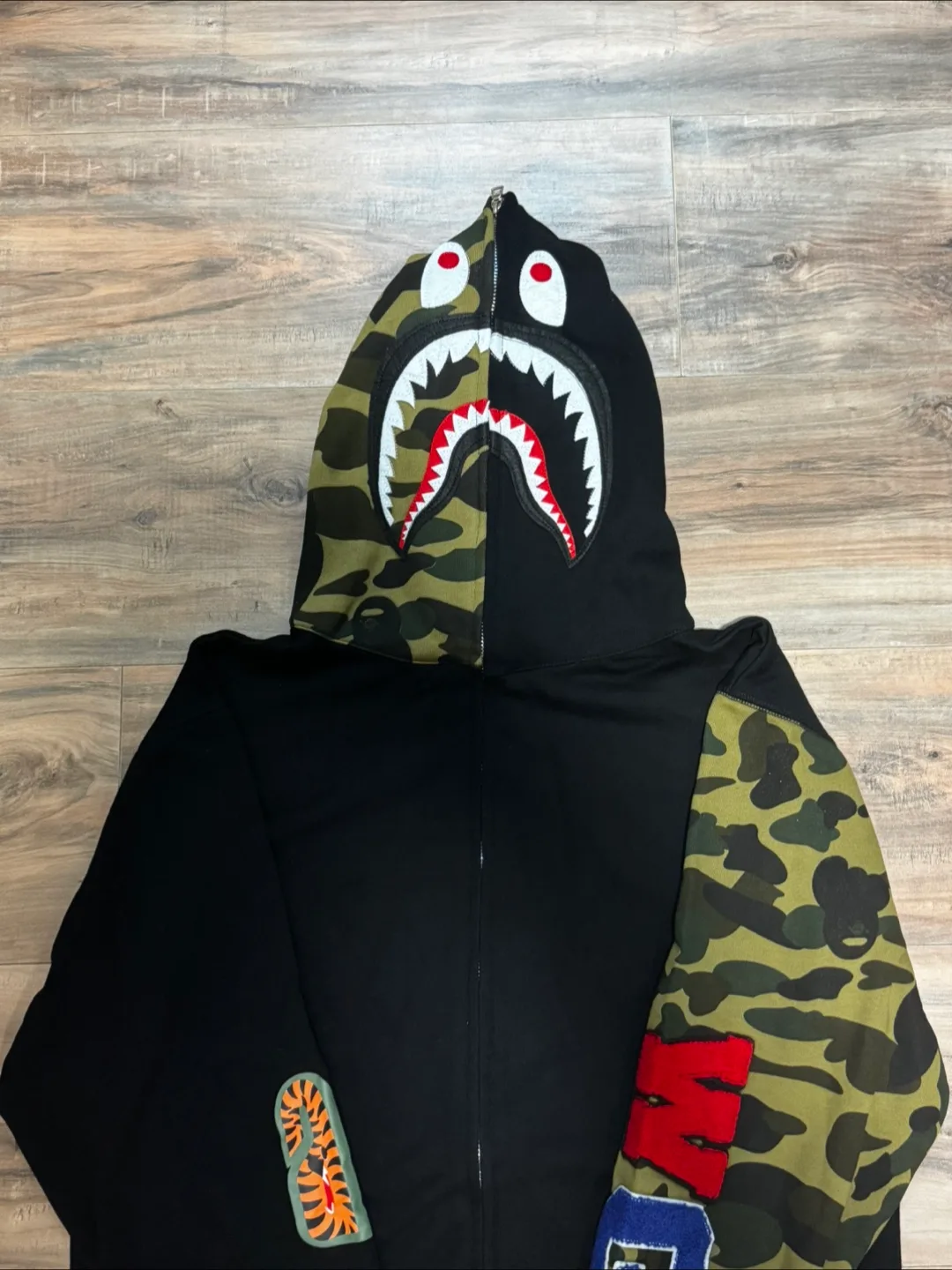 BAPE Shark Full Zip Hoodie - Camo/Black image indicator(2)