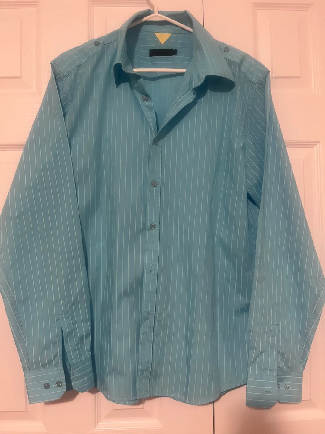 Men's Light Blue Striped Button-Up Shirt thumbnail