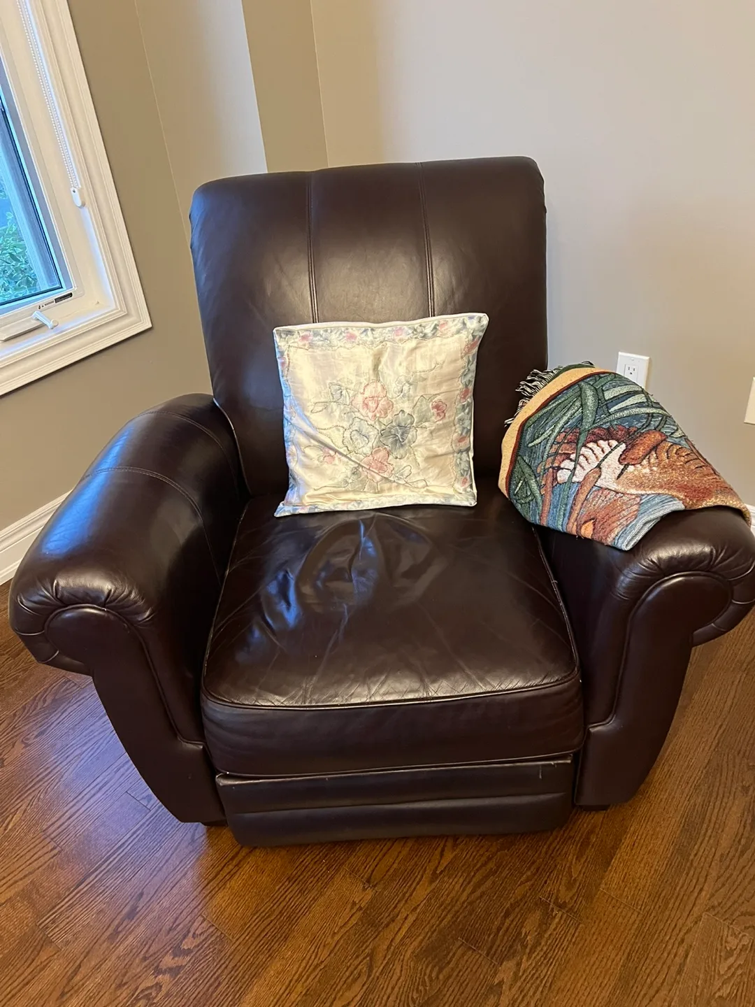 Brown Leather Recliner Armchair thumbnail