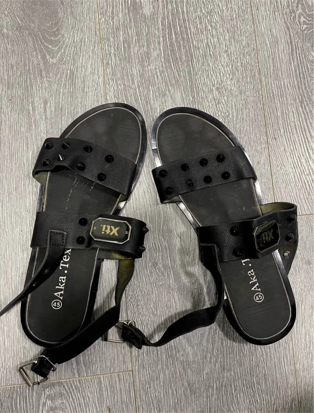 Aka.Tex Black Studded Sandals thumbnail