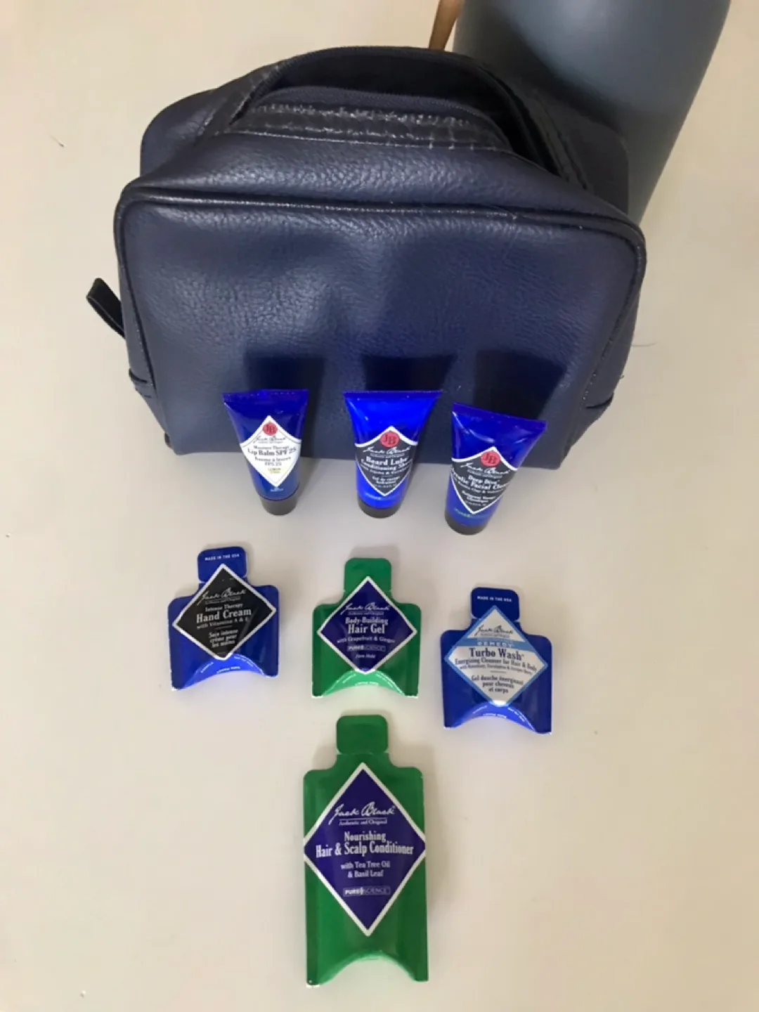 Leather Travel Kit with 7 NEW Jack Black Travel Size Toiletries thumbnail