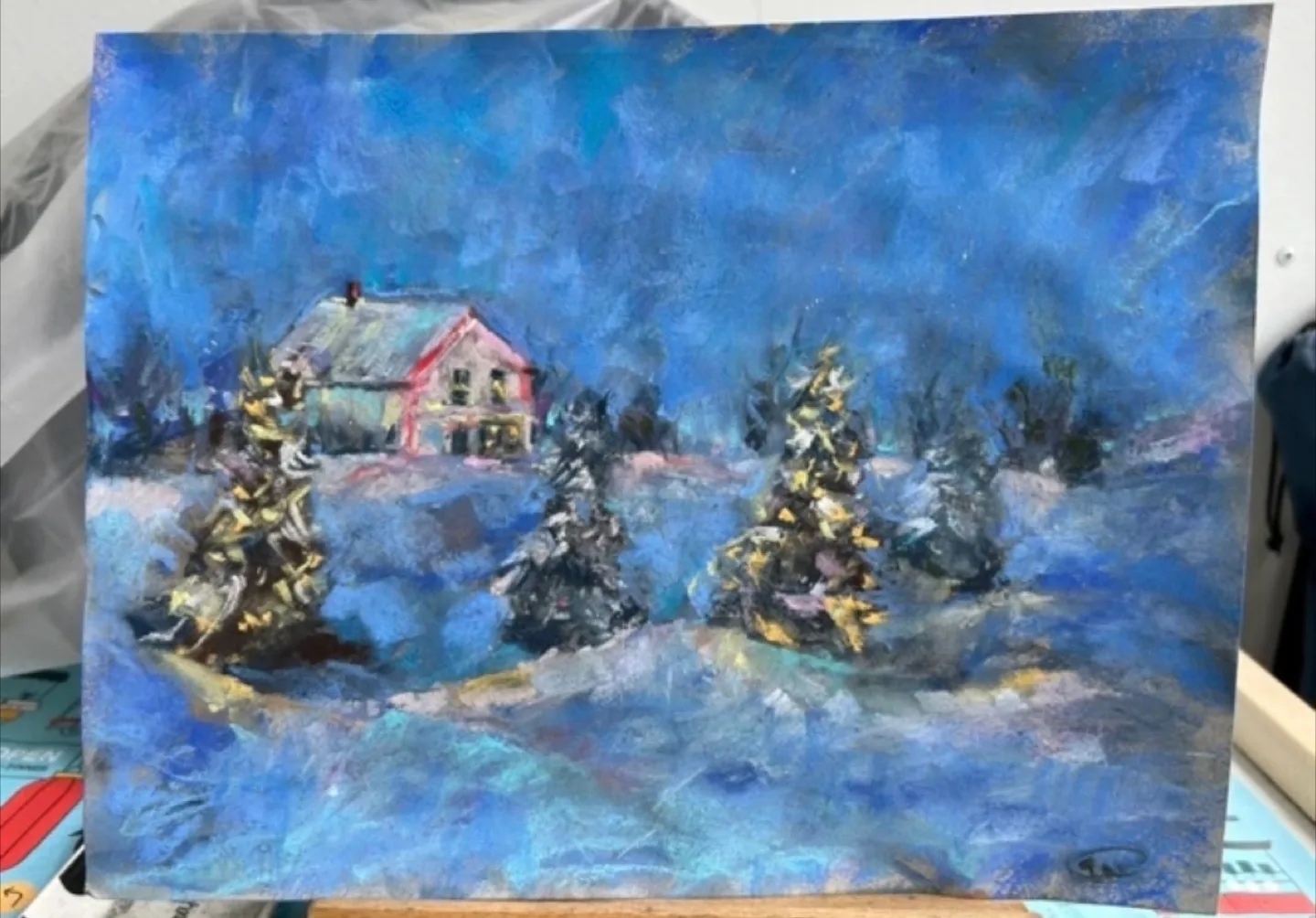 “Frosted Pines” original pastel painting image indicator(5)