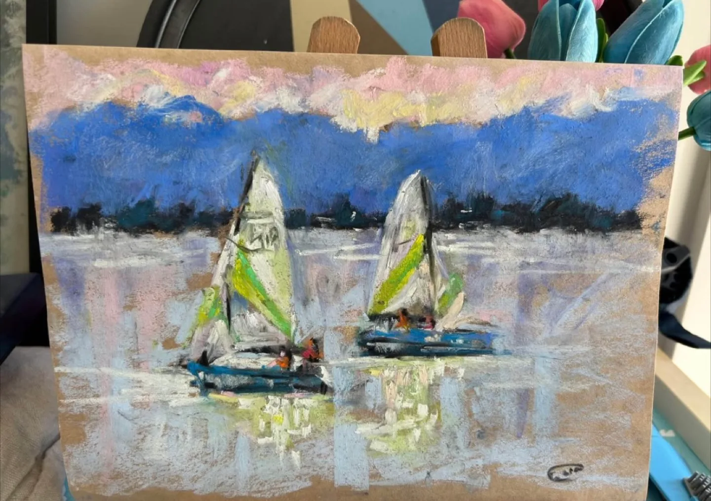 “Sailing” Original pastel painting image indicator(2)
