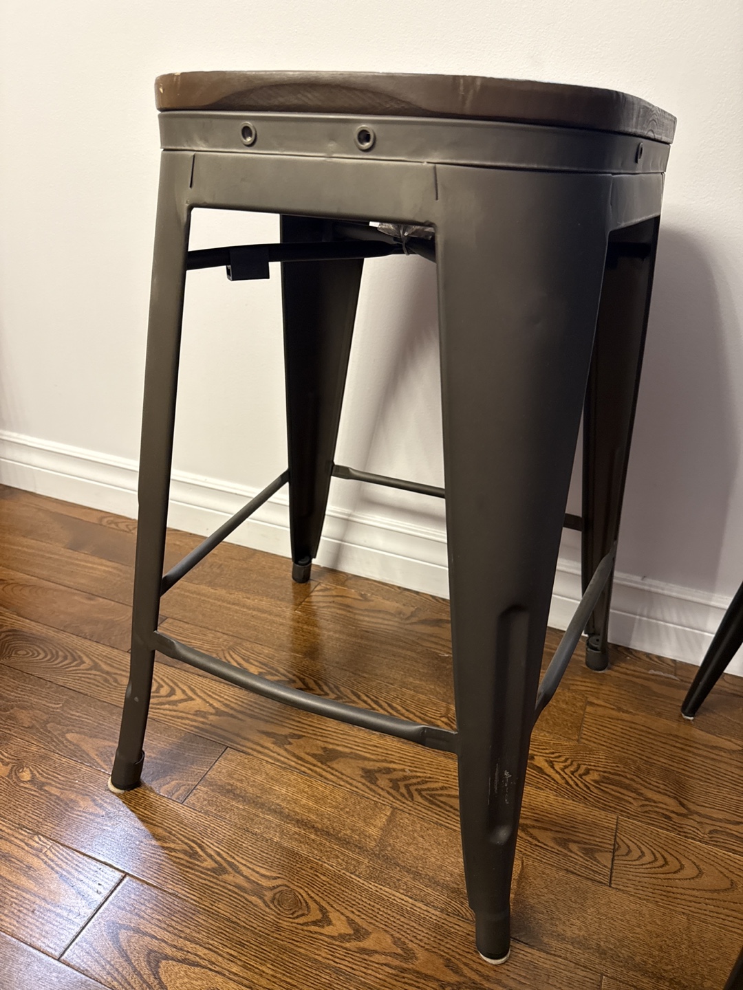 Brown & Black Metal Bar Stool - photo 2