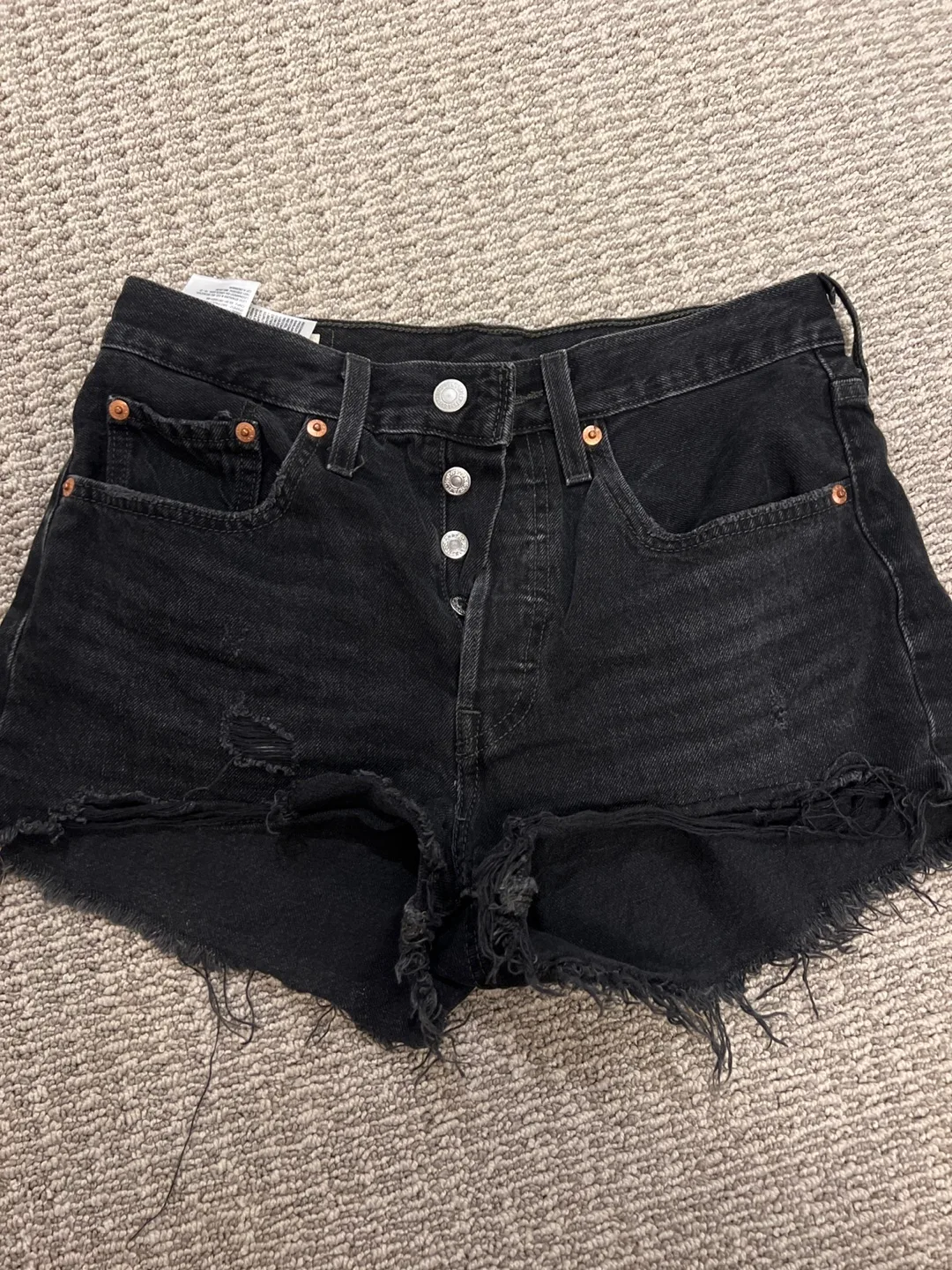 Levi's 501 Black Denim Shorts - Size 26 thumbnail
