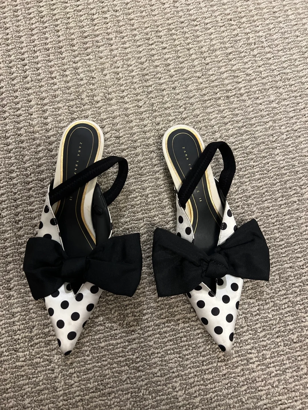 Zara Trafaluc Polka Dot  kitten Heels - Size 38 thumbnail