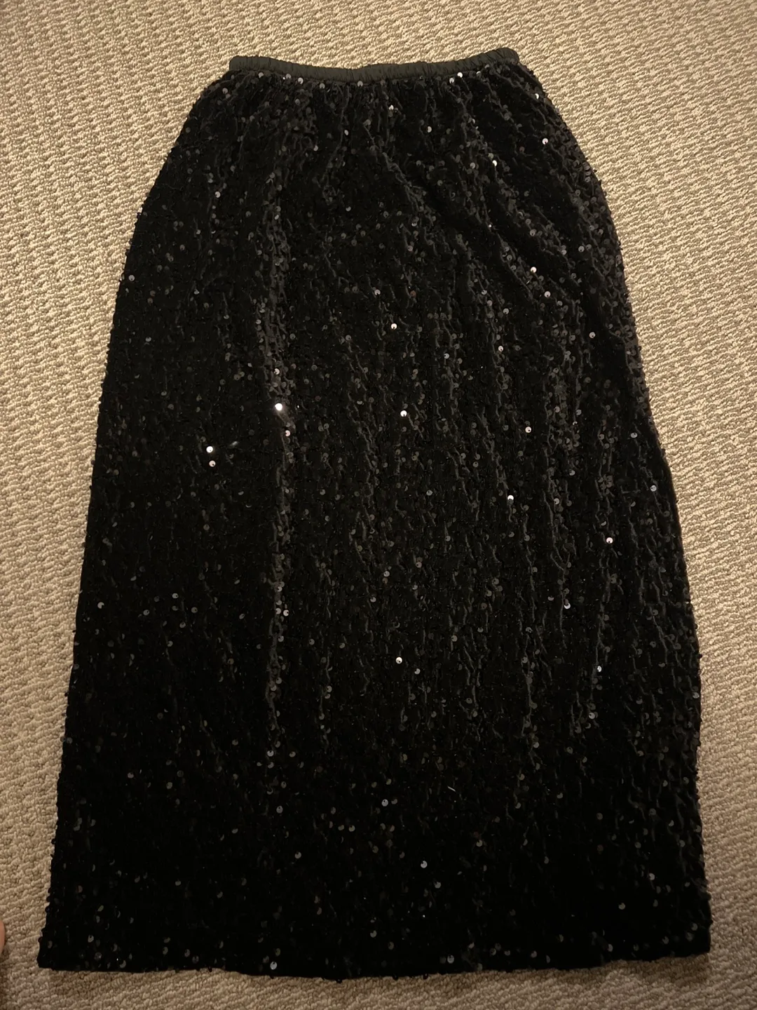Oak and Fort Black Sequin Maxi Skirt - Size M thumbnail