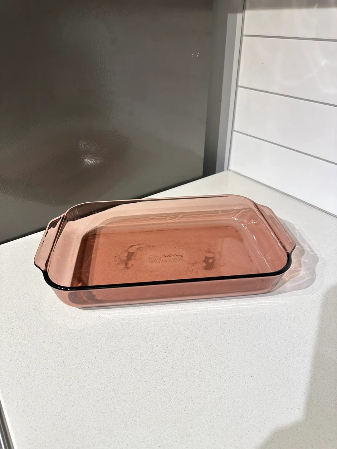 Vintage Cranberry Pyrex Glass Baking Dish thumbnail