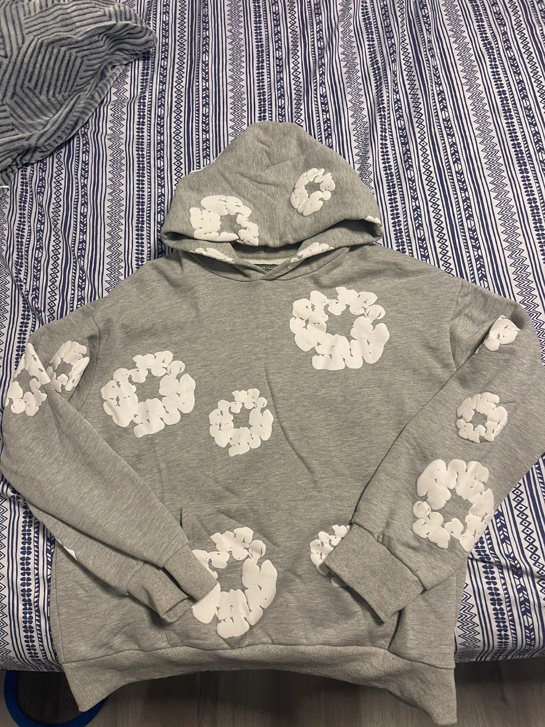 Grey and white Denim tears hoodie XL thumbnail
