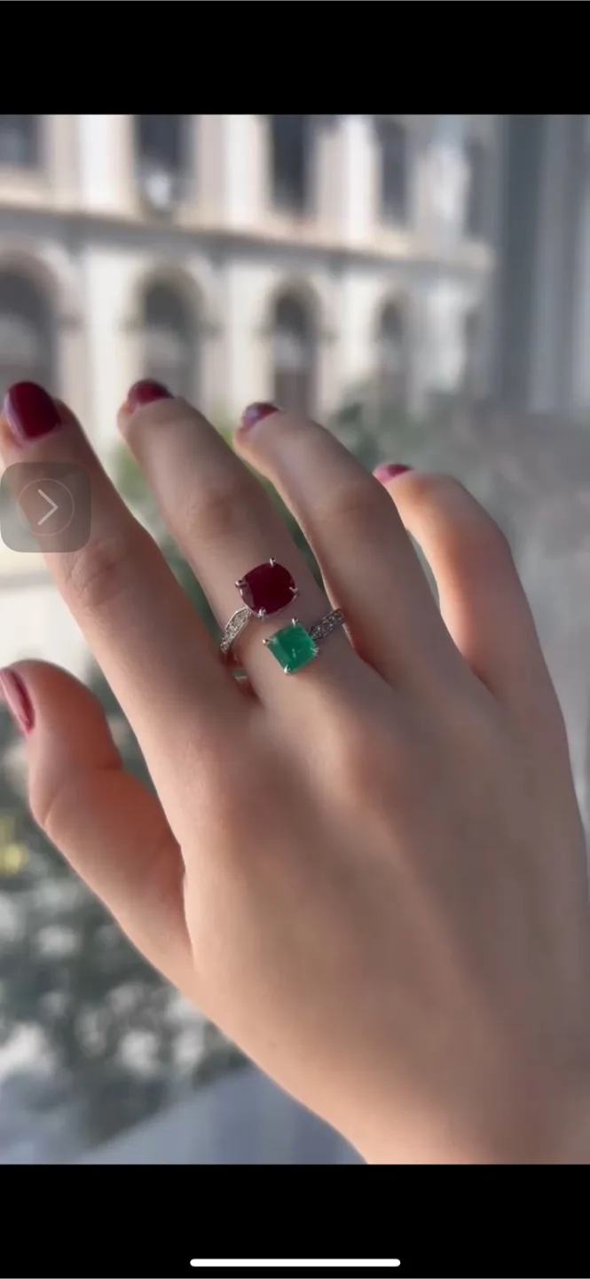 Ruby & Emerald 14K Gold Ring thumbnail