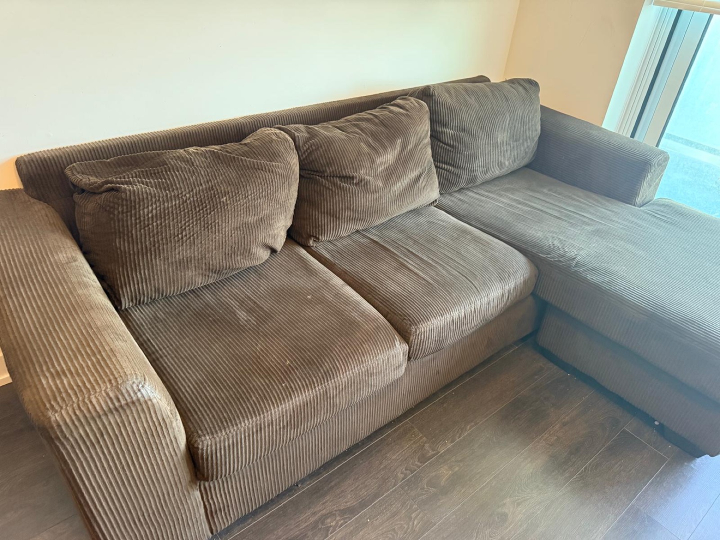 Brown Corduroy Sectional Sofa
