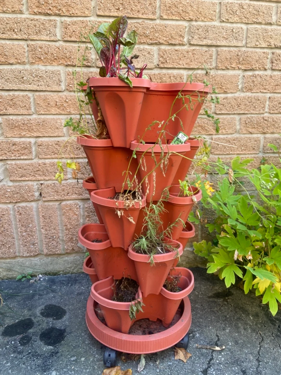 TWO 5 Tier Stackable Planter with Removable Wheels thumbnail