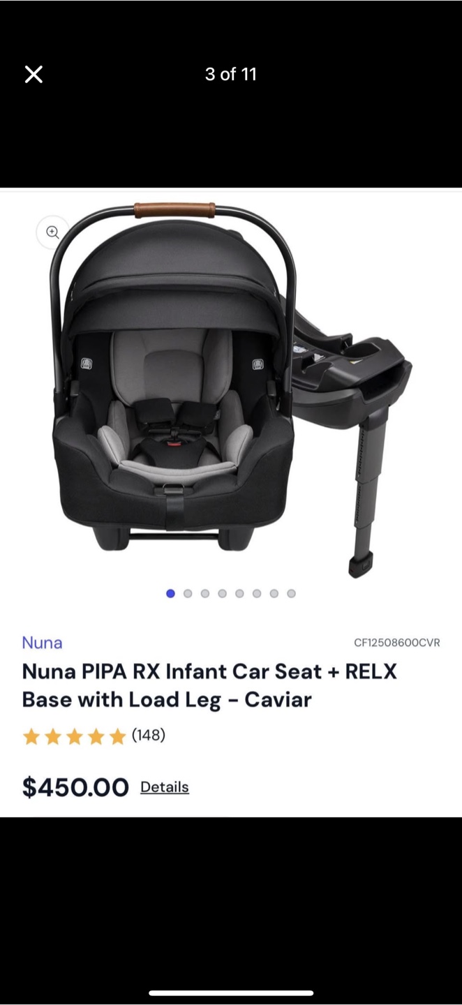 Nuna PIPA RX Infant Car Seat + RELX Base - Caviar - photo 3