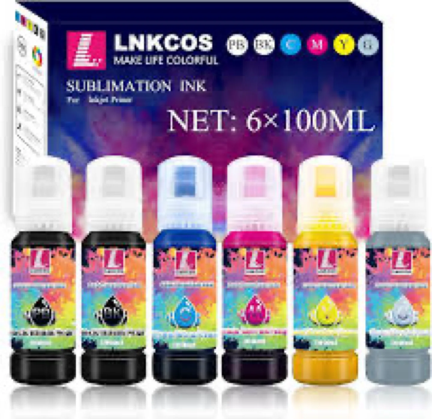 LNKCOS Sublimation Ink - 6 x 100mL Bottles thumbnail