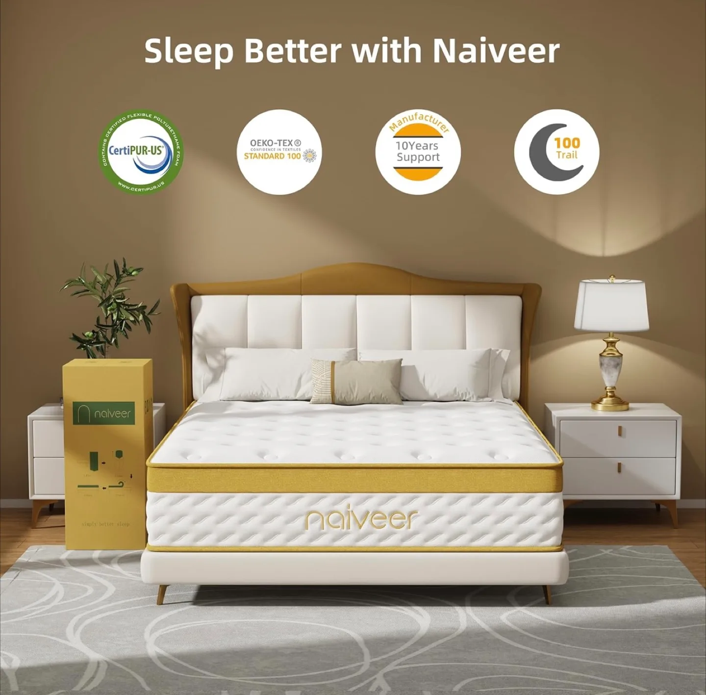 Queen 12-Inch Gel Memory Foam Mattress. Naiveer Brand. image indicator(4)